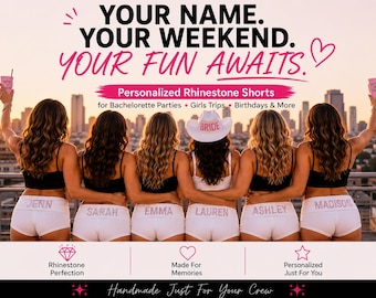 Custom Rhinestone Bachelorette Party Set | Personalized Bachelorette Shorts | Bride, Wifey & Bach Party Shorts | Custom Bach Gift