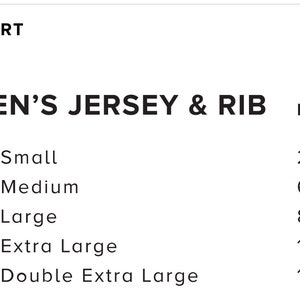 Op de afbeelding: Maattabel voor dames jersey en rib tops. De tabel toont de maat in letters (S, M, L, XL, 2XL) en de overeenkomstige Nederlandse dameskledingmaat (2-4, 6-8, 8-10, 10-14, 14-18).