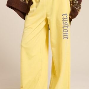 Wide Leg Sweatpants Custom Rhinestone | Custom Rhinestone Sweatpants | Open Bottom Sweatpants | Your Text Here pants