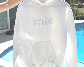 Rhinestone Bride Hoodie | Gothic Bride Sweatshirt | Custom Mrs Hoodie | Bachelorette Getting Ready Hoodie | Personalized Wifey Gift