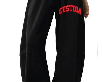 Barrel Wide Leg Sweatpants – Custom Fleece Baggy Barrel - Mid Rise Elastic Waistband Sweats