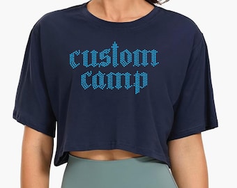 Custom Rhinestone Camp Crop Tee | Personalized Camp Crop Top | Summer Camp Shirt | Bling Camp Crop | Camp Counselor Top | Camp Gift