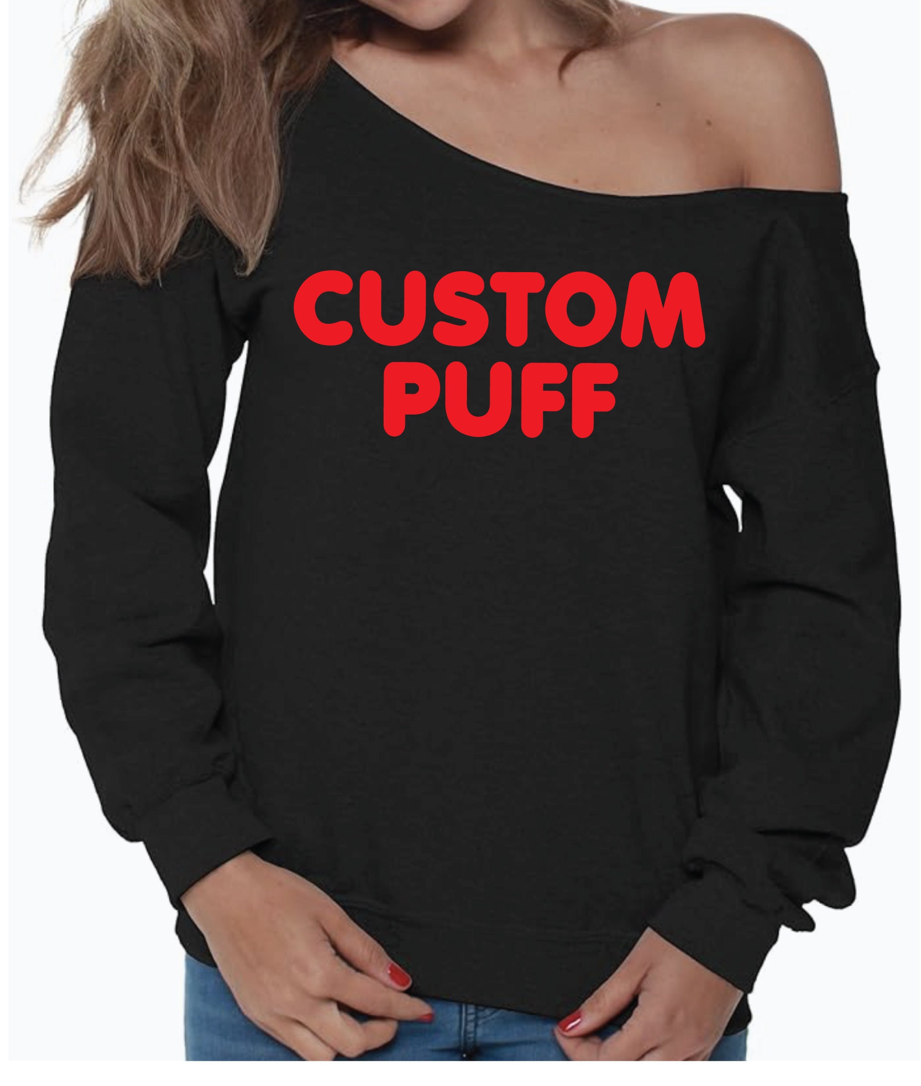 Custom off the shoulder sweatshirt new arrivals