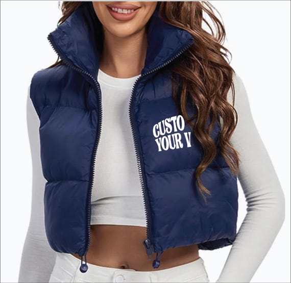 Gameday Crop Puffer Vest Custom College Vest College Jacket Gameday Jacket Personalized Vest Your Logo Here Etsy