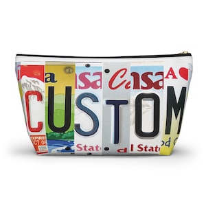 Custom License Plate Letters Makeup Bag -  cute car accessories - license plate letters - name plate - personalized gift - license place art