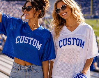 Custom Football Jersey | Personalized Name & Number Jersey | Women's Game Day Jersey | Custom Team Colors | Crop Mesh Jersey Top