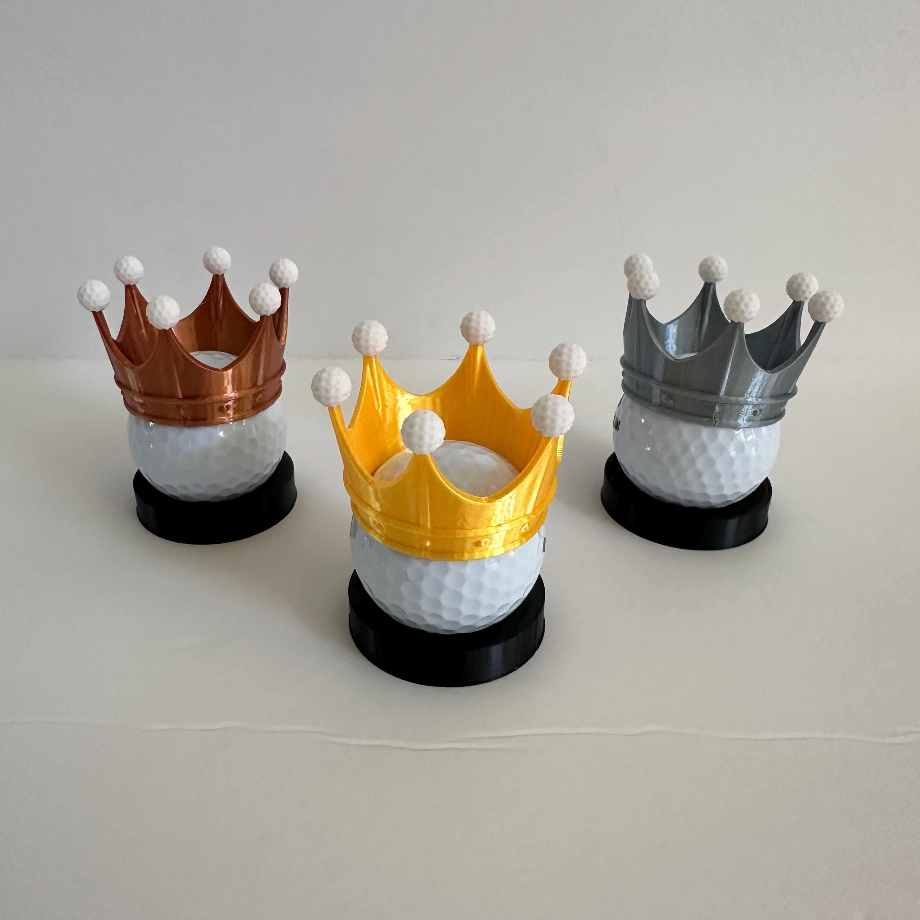 Crown Golf Trophies, Golf Ball Display, Prizes for Golf Tournaments & Gifts, Set Of 3, Celebrate A Hole In One, Closest To The Pin - Thumbnail 2