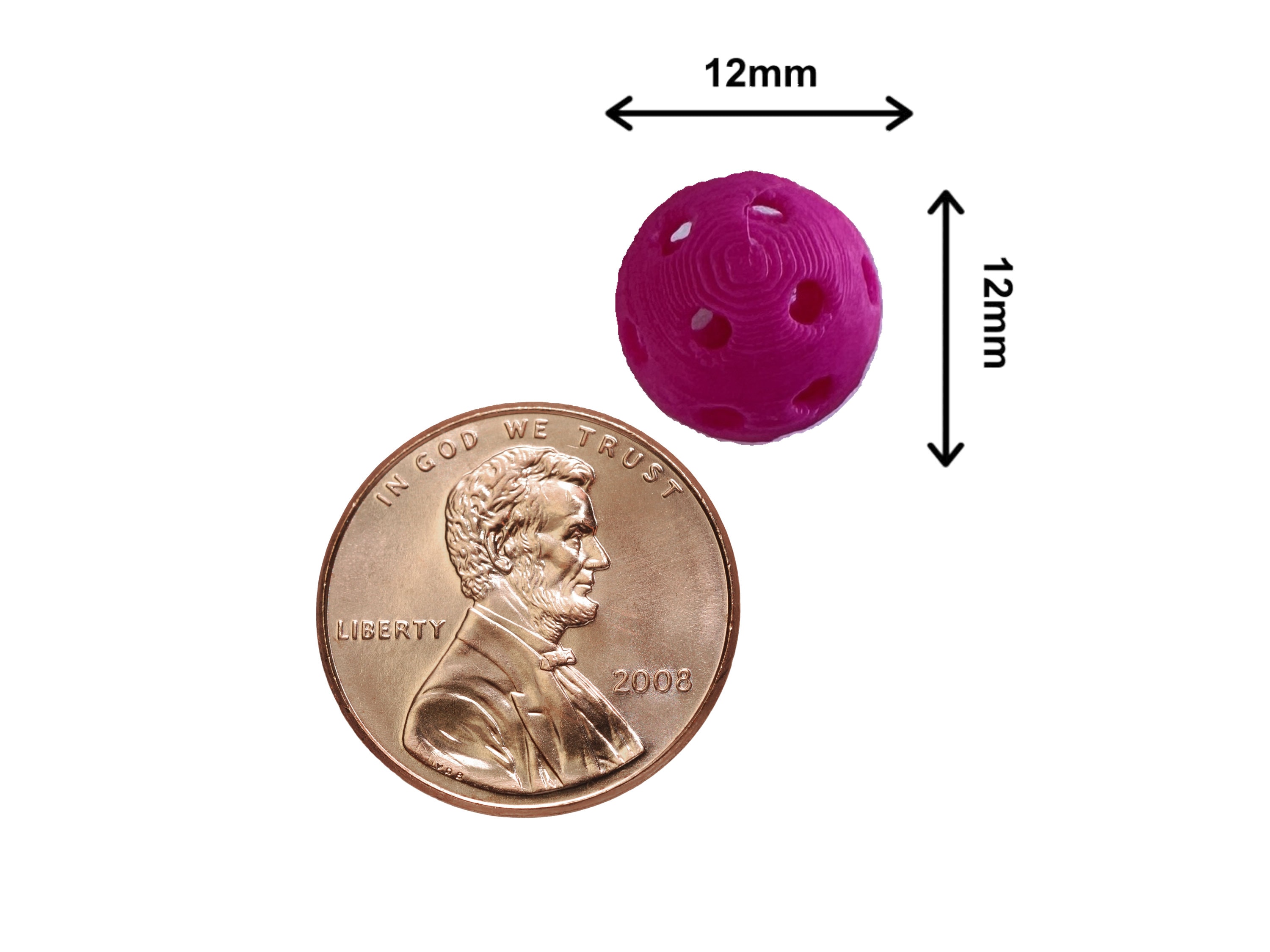 Mini Pickleball Beads, 24 Hot Pink Size 12mm, Pickleball Charms Craft Pickleball Earrings, Bag Tags, Pickleball Keychains & Bracelets - Thumbnail 2