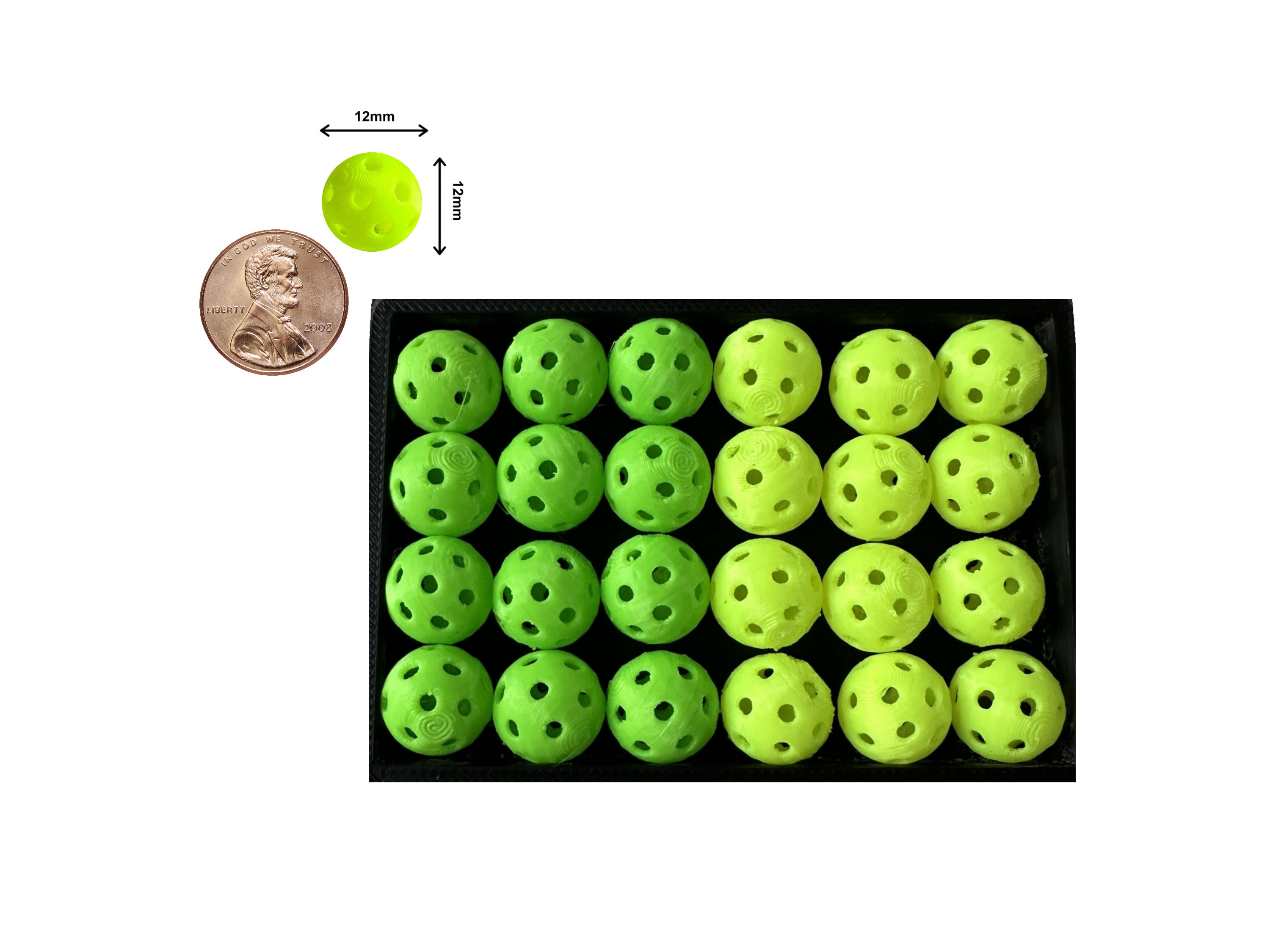 Mini Pickleball Bead Set: 24 Green & Yellow Plastic Charms (12mm)