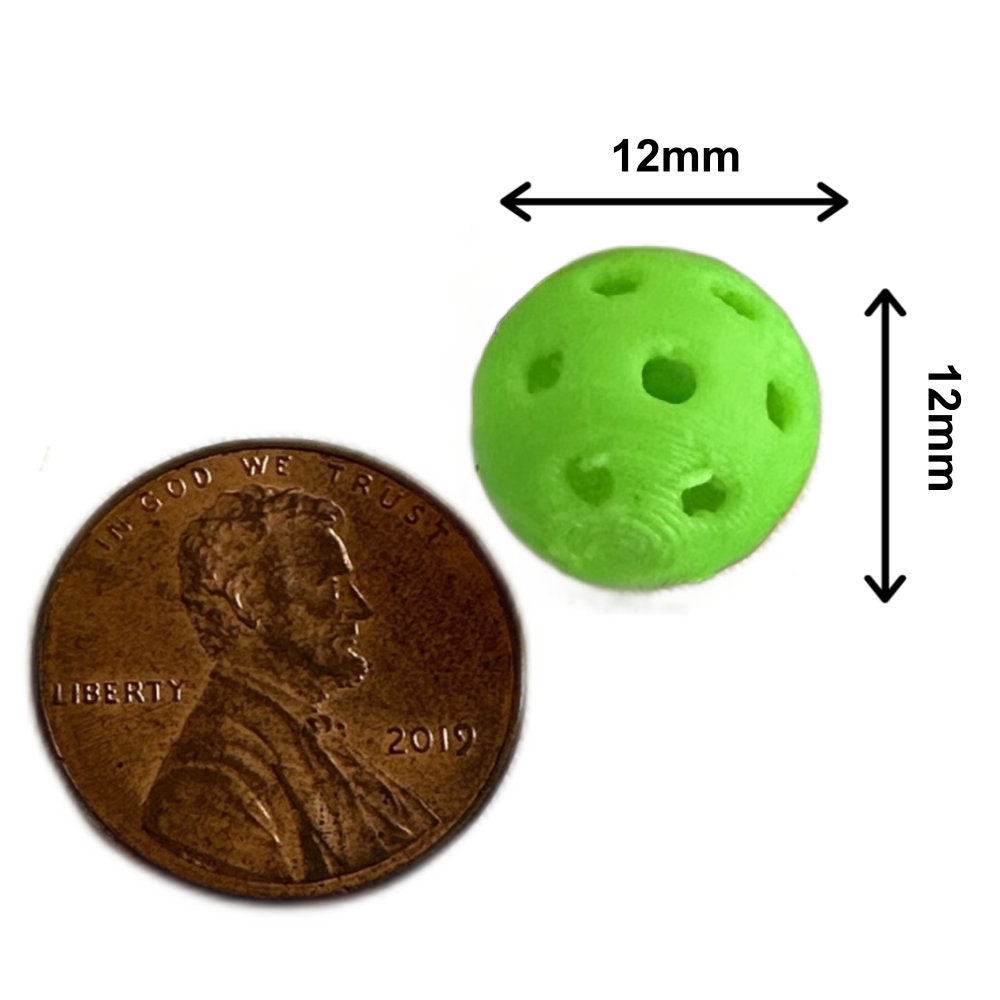 Mini Pickleball Bead Set: 24 Green & Yellow Plastic Charms (12mm) - Thumbnail 3