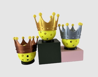 Mini Pickleball Tournament Crowns: Gold, Silver & Bronze Champion Trophies