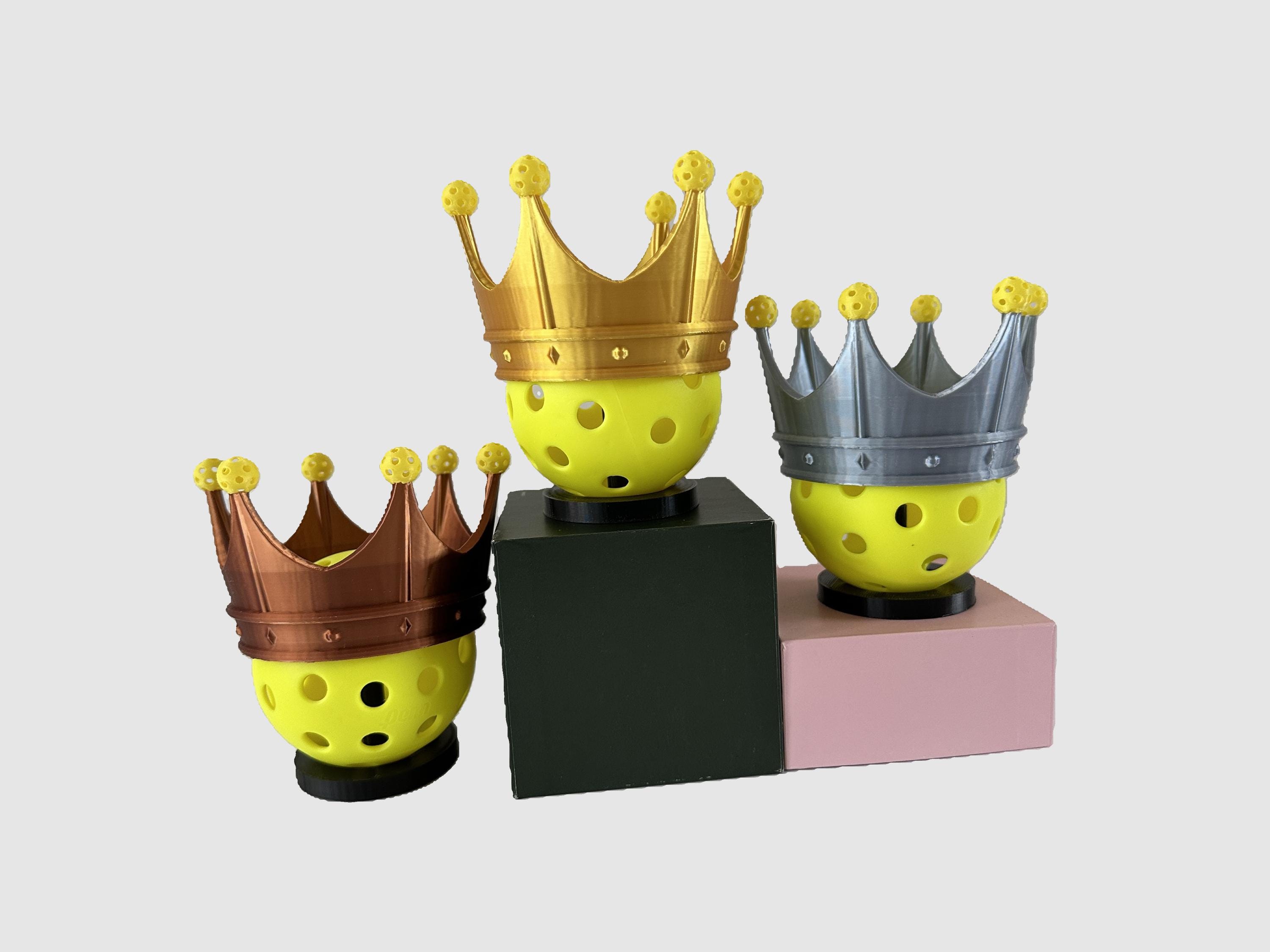 Mini Pickleball Tournament Crowns: Gold, Silver & Bronze Champion Trophies