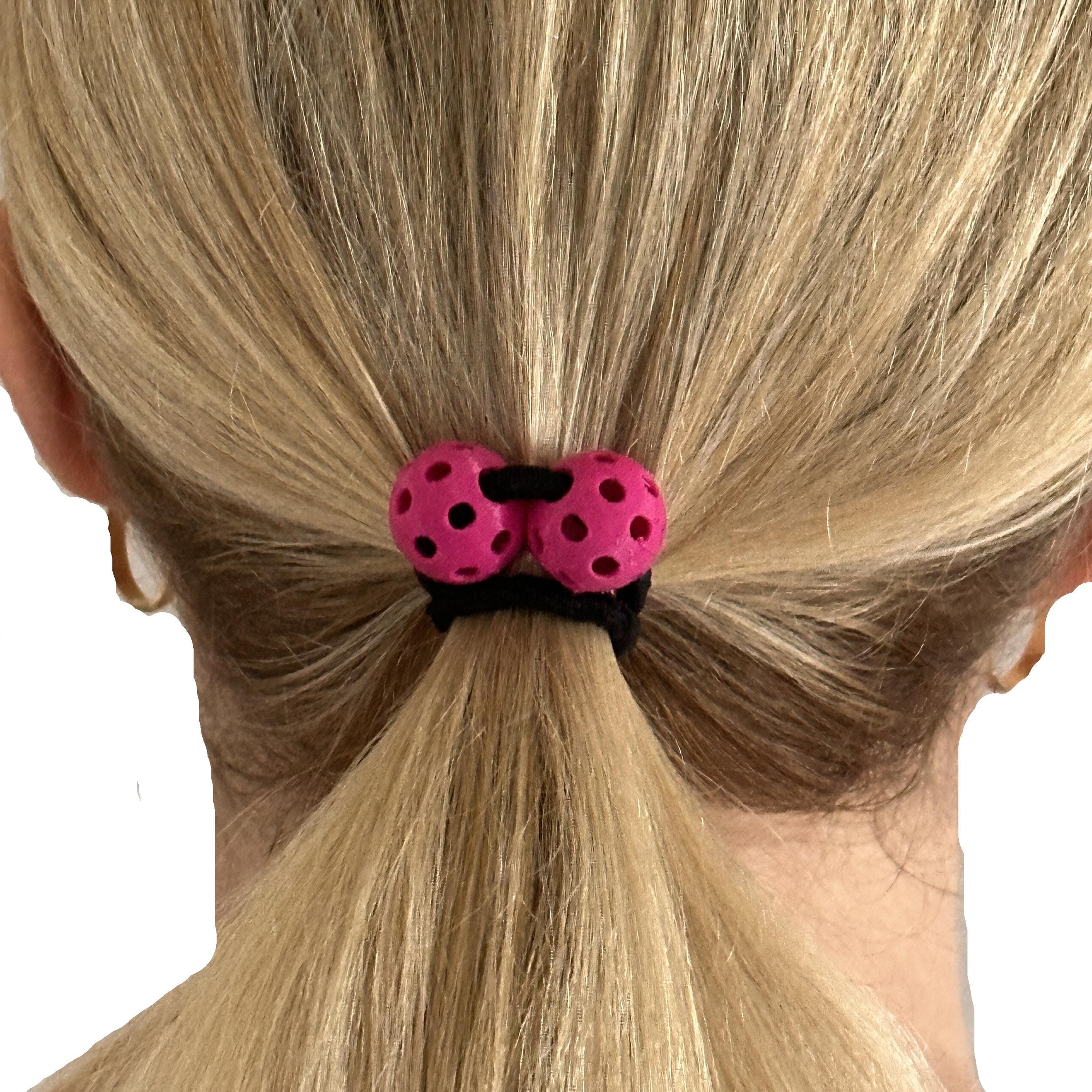 Pickleball Hair Ties - Set of 3 - Hot Pink, Yellow & Neon - Thumbnail 4