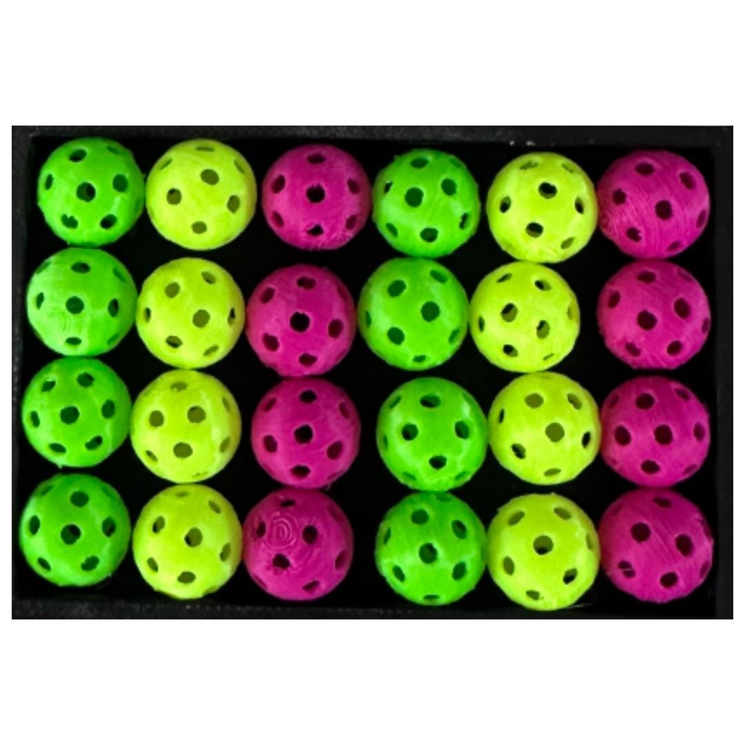 Mini Pickleball Paddles & Balls Variety Pack of 24 Mini Pickleballs 6 Mini Paddles Vibrant Yellow, Green, Hot Pink, Gold, Black, Red, Blue - Thumbnail 4
