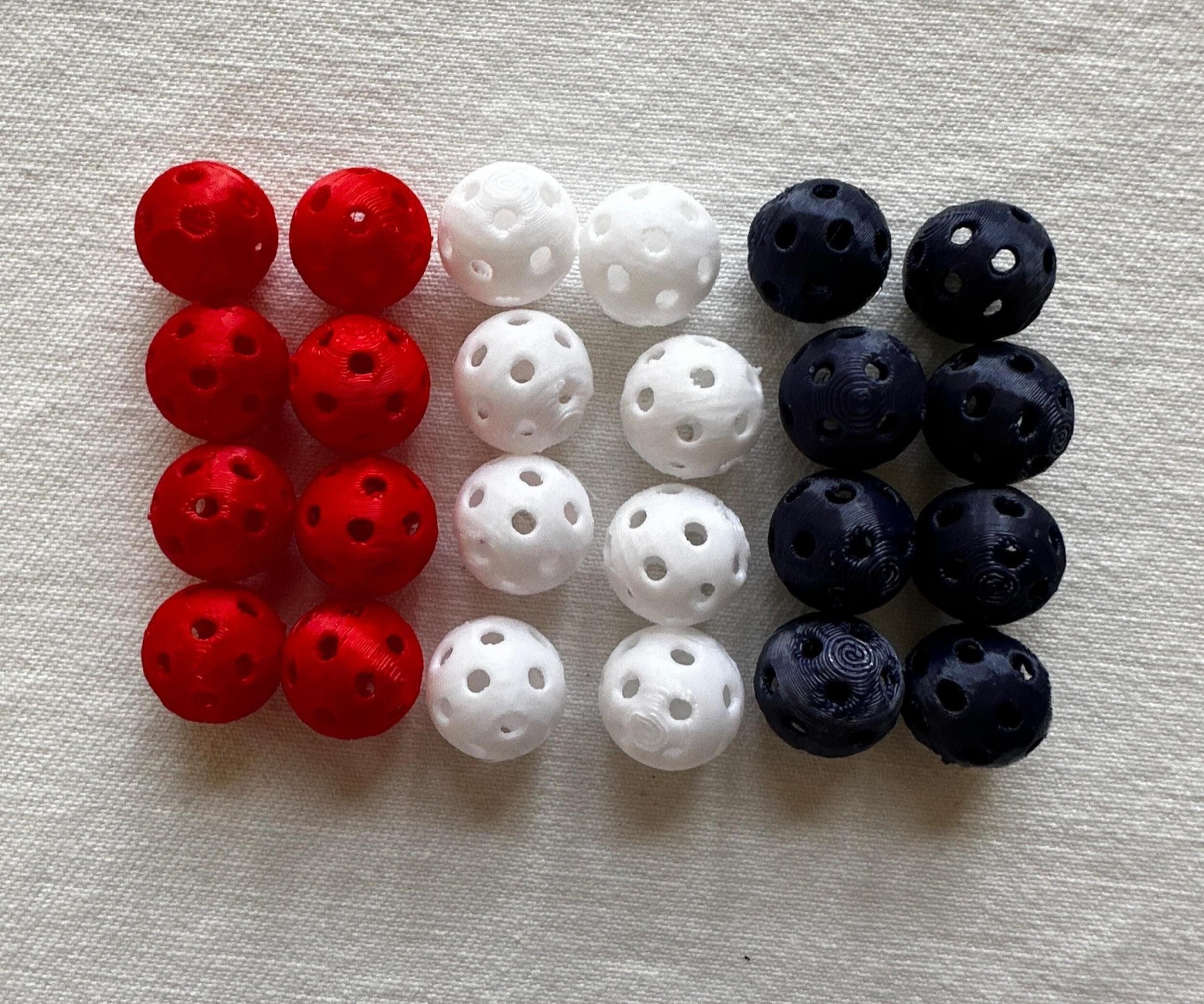 Fourth Of July Mini Pickleball Beads, Red White Blue , 12mm , Pickleball Charms, Pickleball Keychains, Earrings, Unique Pickleball Gifts - Thumbnail 2