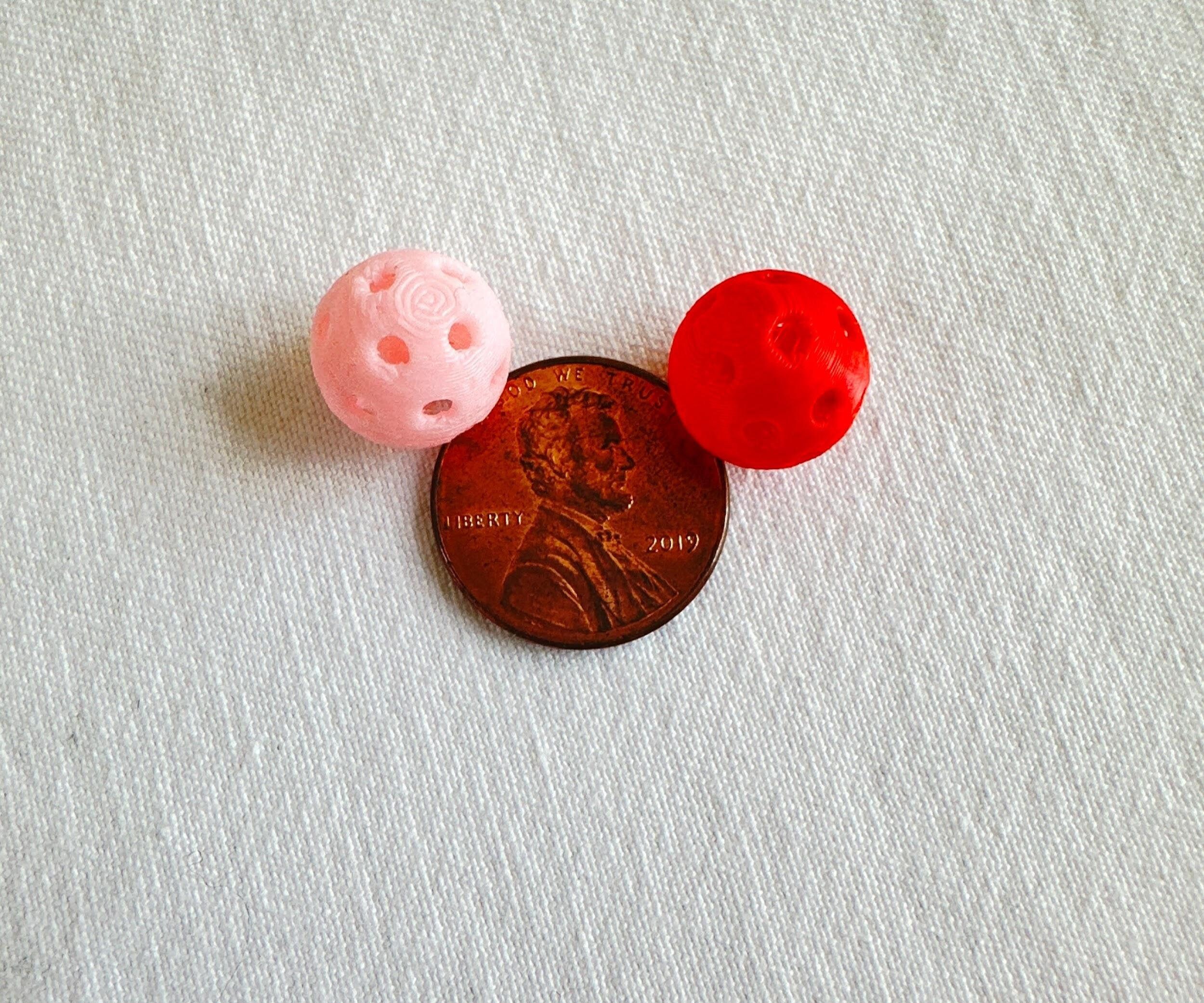 Valentines Day Mini Pickleball Beads |Red & Pink| Size 12mm | Pickleball Charms | Pickleball Keychains | Earrings | Unique Pickleball Gifts - Thumbnail 2