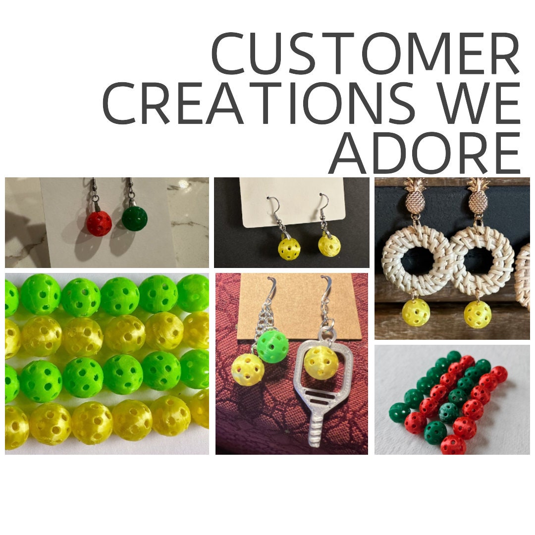 Mini Pickleball Bead Set 24 Green & Yellow, Larger Size 16mm Pickleball Charms, Craft Pickleball Keychains, Bag Tags, Pickleball Accessories - Thumbnail 5