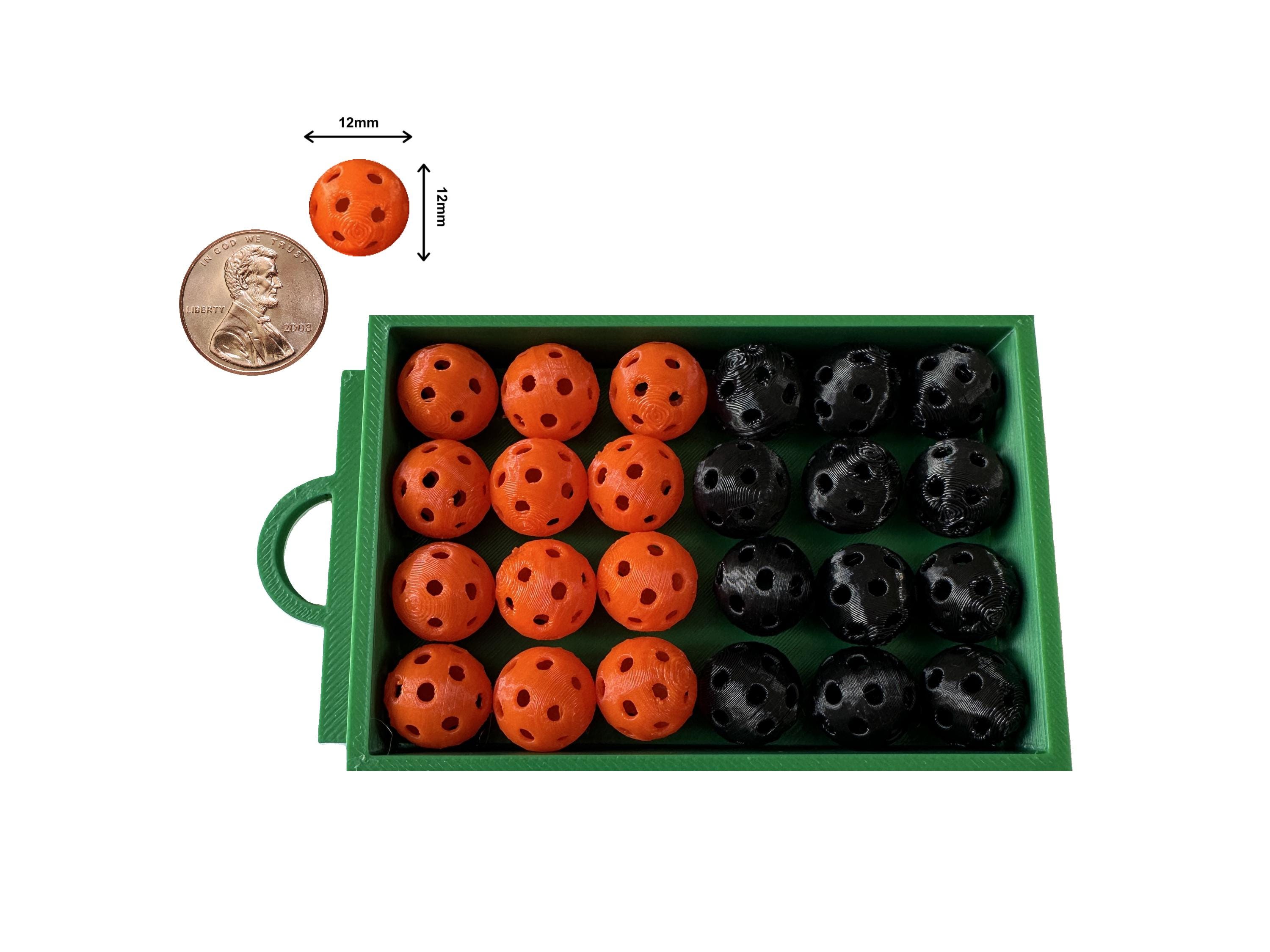 Halloween Mini Pickleball Bead Set 24 Orange & Black Size 12mm Pickleball Charms, Halloween Pickleball Party Decor, Keychains and Bag Tags - Thumbnail 2