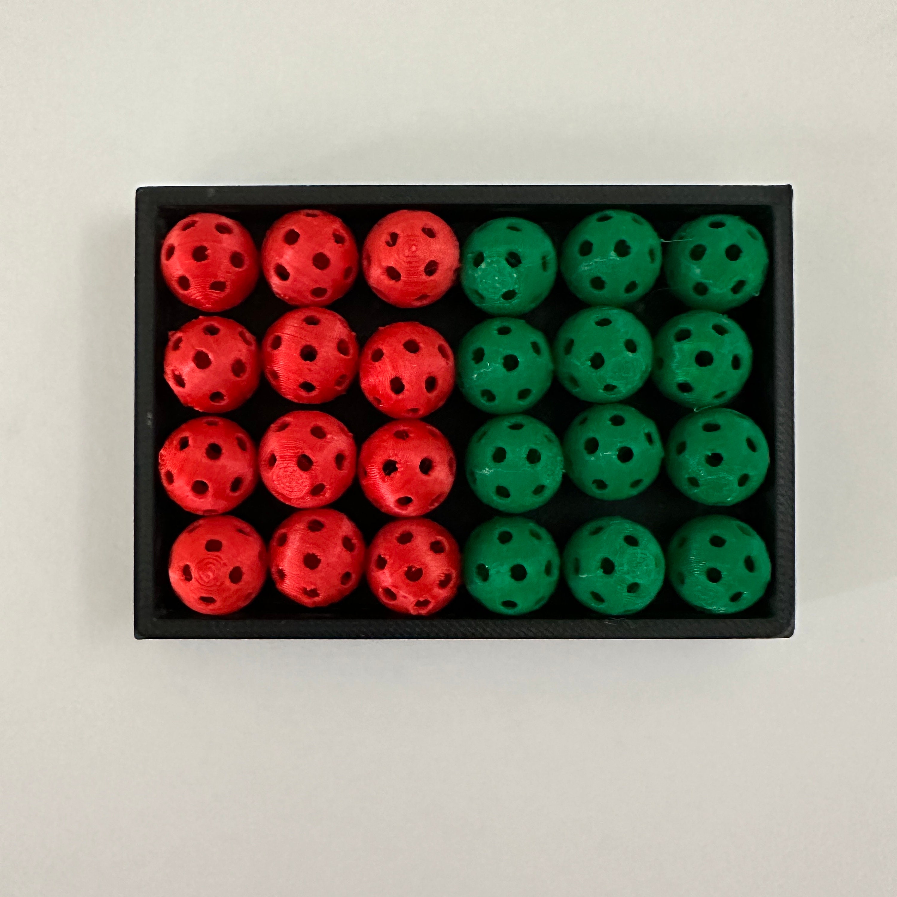 24 Mini Pickleball Beads (12mm) For Christmas Pickleball Gifts, Cute Pickle ball Earrings, Charms, Pickleball Bag Tags - 12 Red 12 Green
