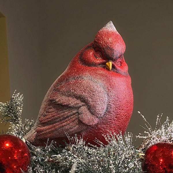 Snowy Cardinal Christmas Tree Topper