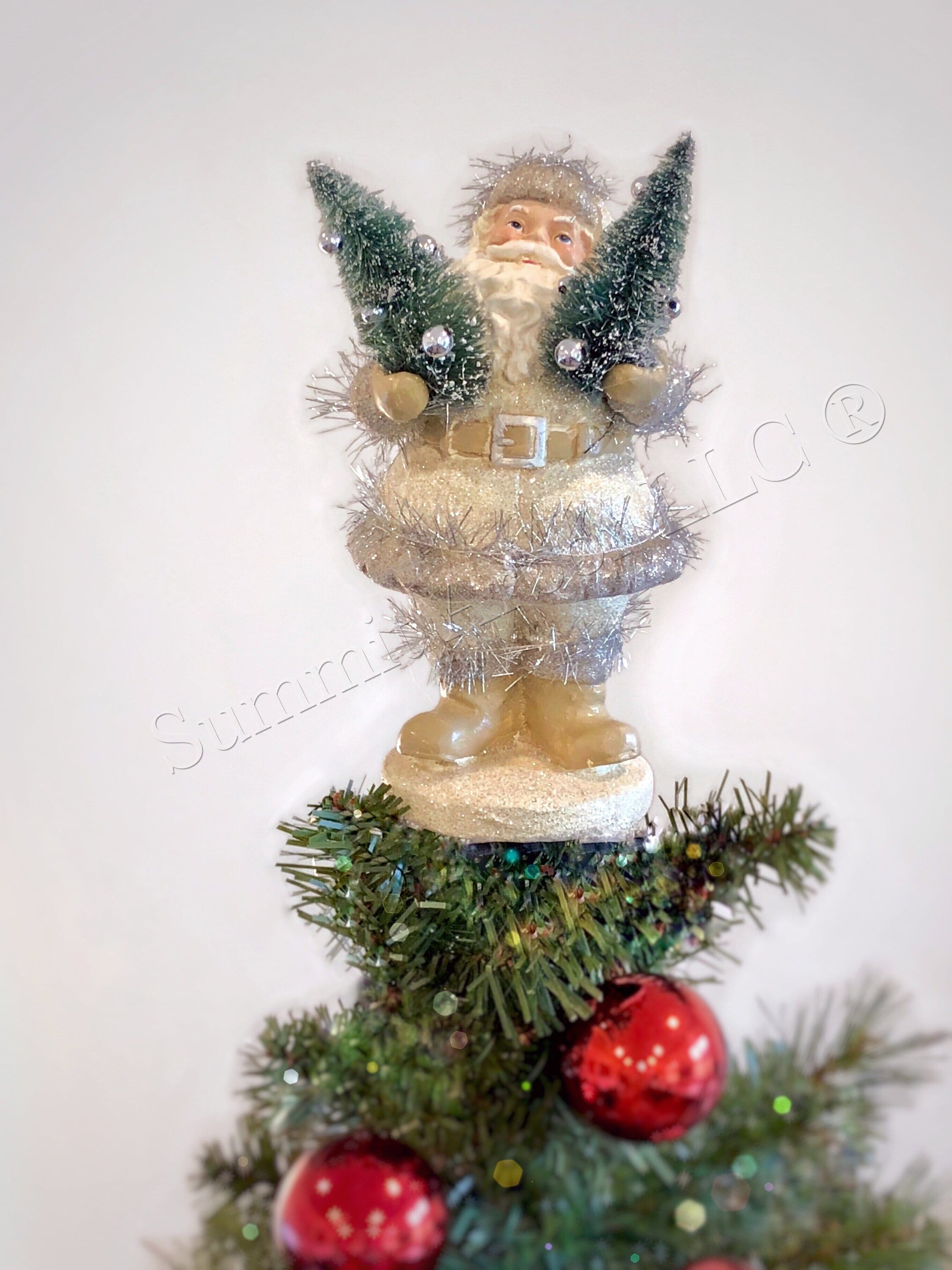 Woodland Jolly Santa With Trees Unique Christmas Tree Topper