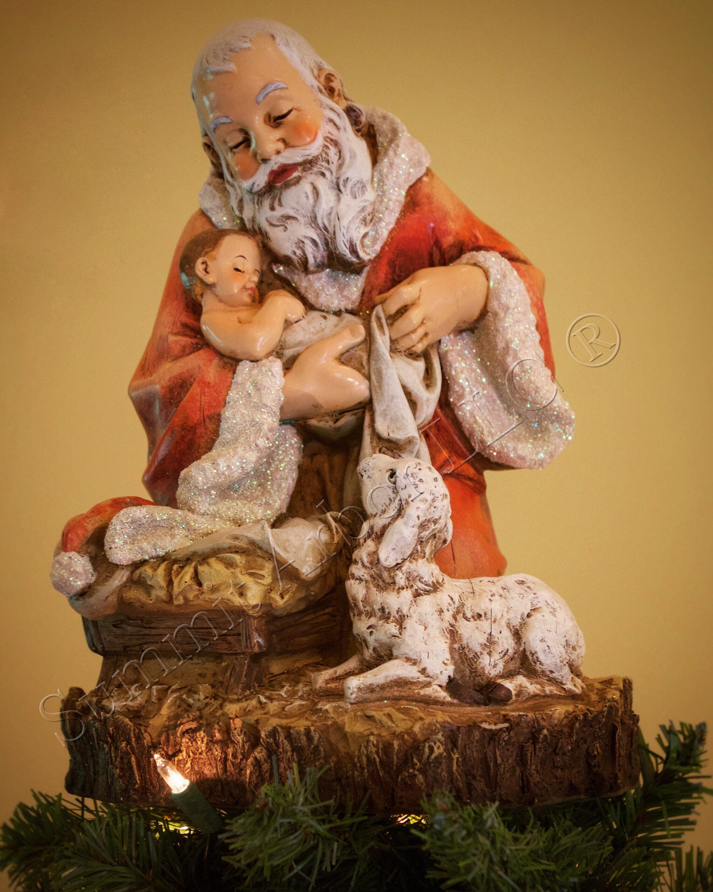 16x20 Canvas frame Required Kneeling Santa, Santa Kneeling, Santa Nativity,  Baby Jesus Manger, Santa Kneeling at Manger, Christ Child 