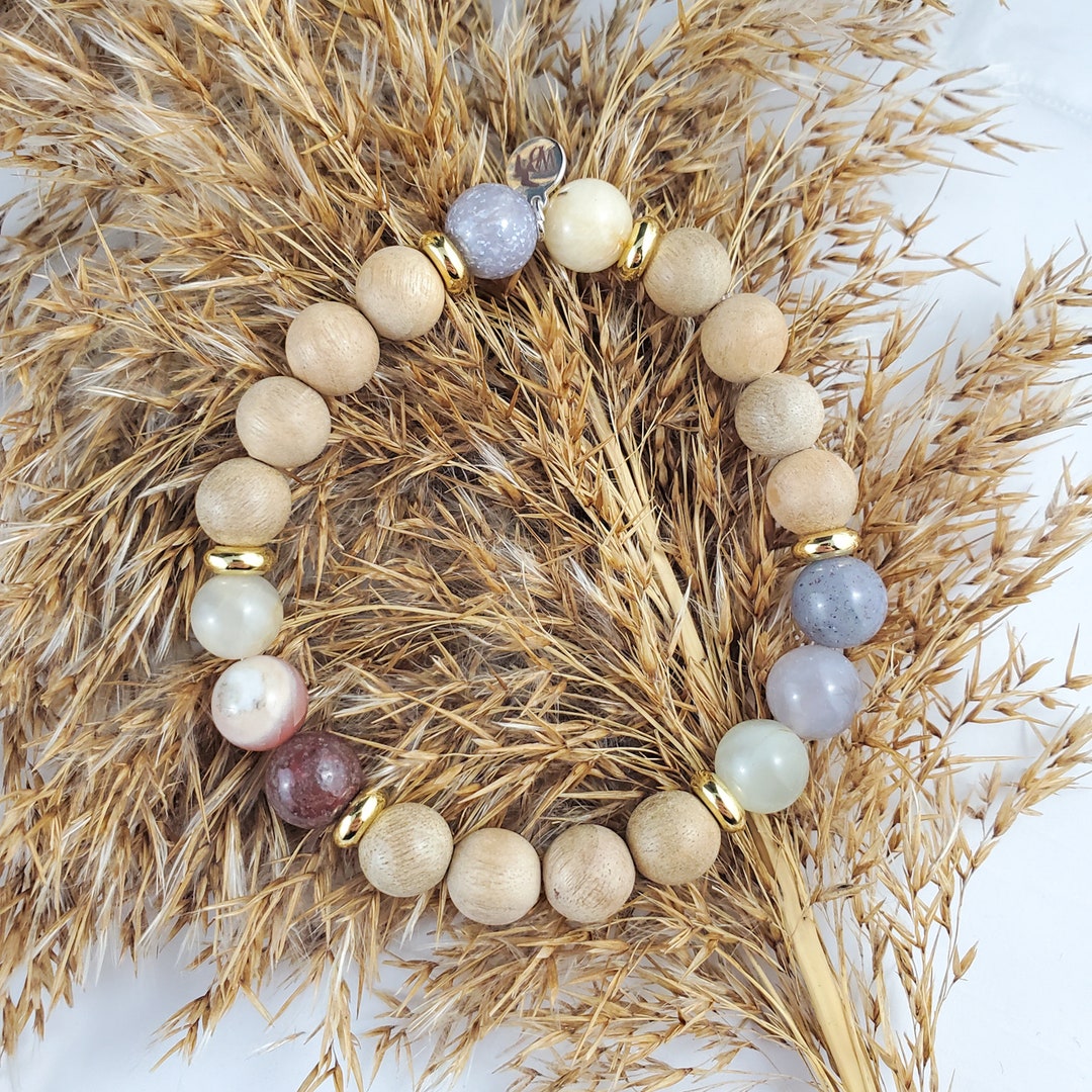 Driftwood Silkwood Sunstone Brass Mala Yoga Meditation Etsy