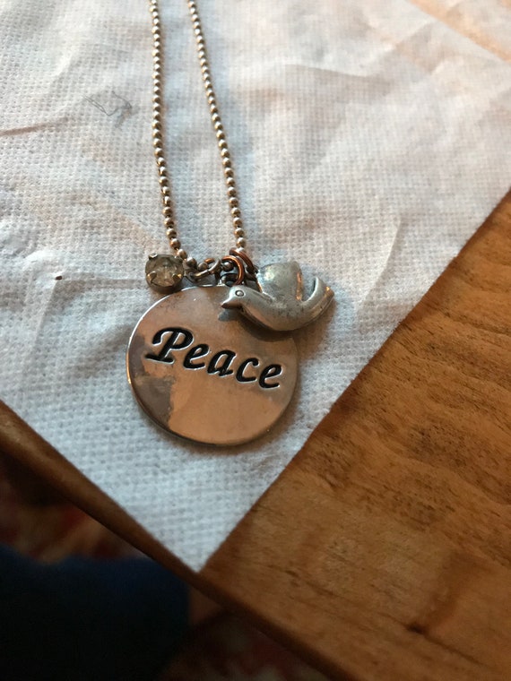 Free Shipping 18" Silver Necklace Dove of PEACE P… - image 2