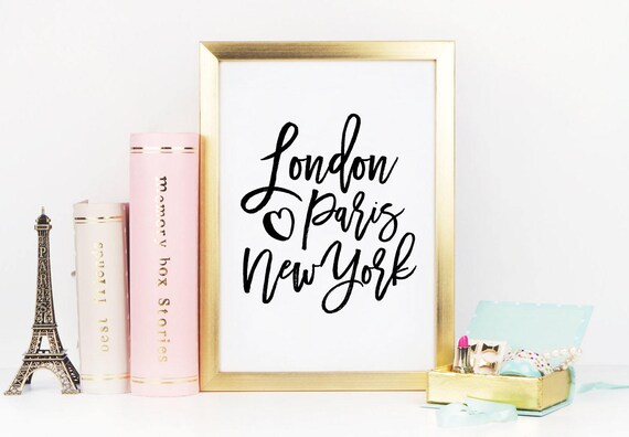 London Paris New York Printable Art Typography Digital Etsy