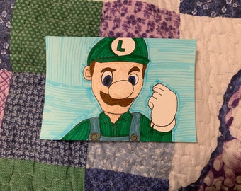 Super Mario Bros Luigi Freehand Drawing