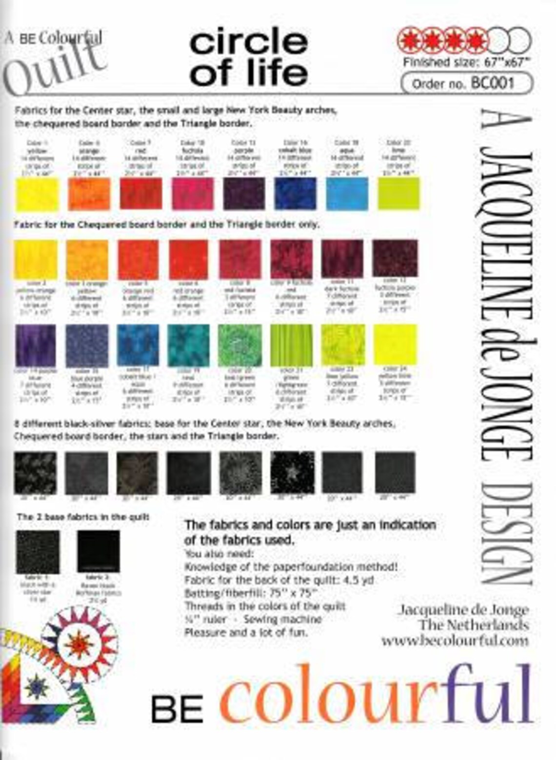 Jdj Circle of Life PATTERN ONLY Paper Piecing Quilt by Jacqueline De ...