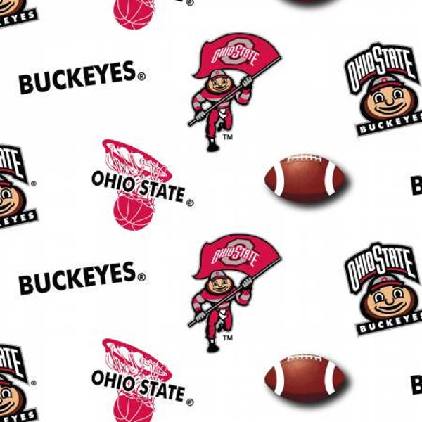 Ohio State University Cotton Fabric OHS-042 Brutus White