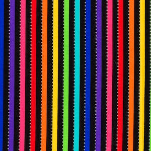 Striped Fabric Black and Rainbow by Anthology Jacqueline de Jonge