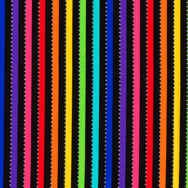 Striped Fabric Black and Rainbow by Anthology Jacqueline de Jonge