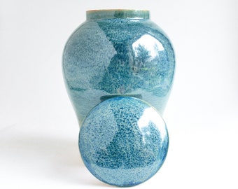 Large Classic Urn - 9.5"h - 185 lbs - Mediterranean Blue - cremation urn, adult urn, ceramic urn, urn for child, urn for cremation