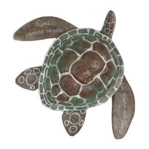 Painted Turtle Urn custom urn, biodegradable, cremation, funeral, turtle urn, sea turtle, ocean urn, ocean burial urn image 4
