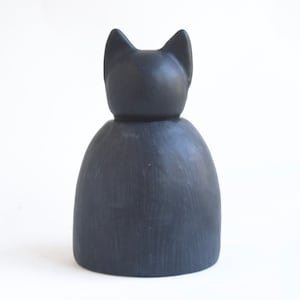 Large Matte Black Cat Urn - urn for cat, black cat urn, pet urn, pottery cat urn, handmade cat urn