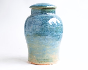 Small Oceanside Urn - 6.75"h - 50 lbs - Mediterranean Blue