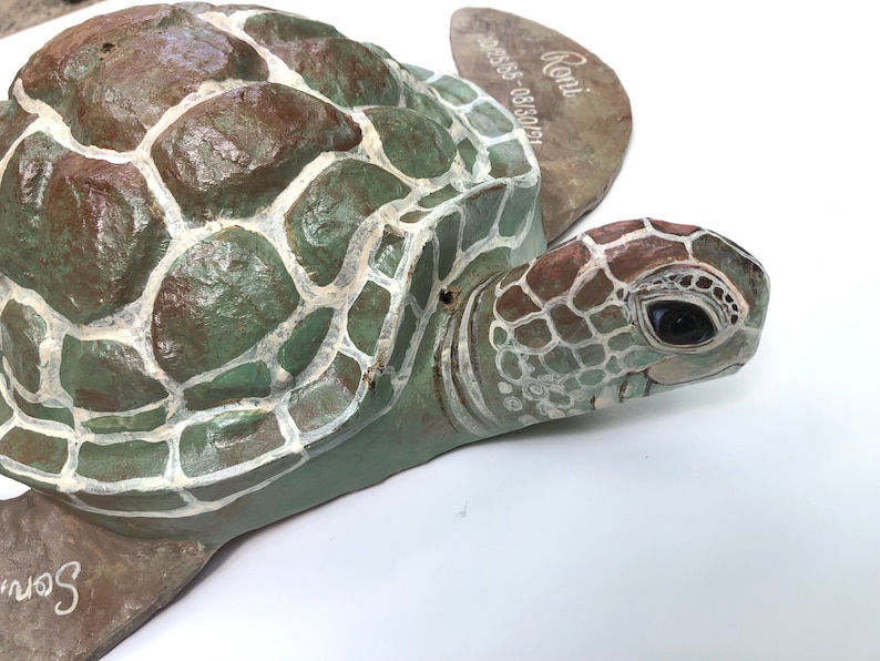 Painted Turtle Urn custom urn, biodegradable, cremation, funeral, turtle urn, sea turtle, ocean urn, ocean burial urn image 3