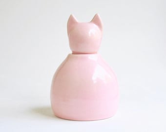 Small Pink Cat Urn - small cat urn, pink cat, cat urn, kitty urn, handmade cat urn, urn for cats, cremation cat urn, small cat urn