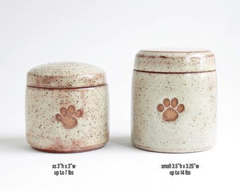 Tawny Dog Urn - 7 lbs or 14 lbs - tawny - small dog urn, tan dog urn, urn with paw print, paw urn, handmade dog urn, red deer dog, apricot
