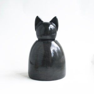 Large Black Cat Urn - urn for cat, black cat urn, pet urn, pottery cat urn, handmade cat urn