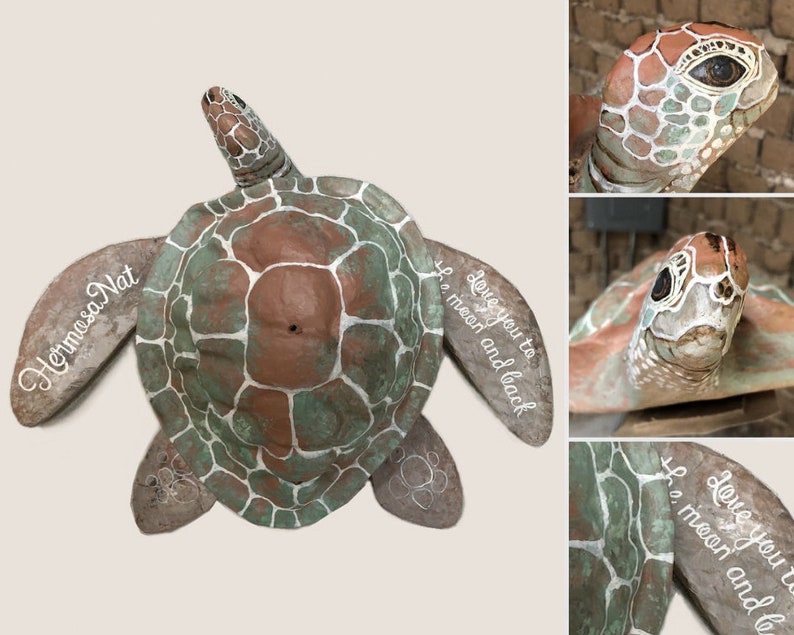 Painted Turtle Urn custom urn, biodegradable, cremation, funeral, turtle urn, sea turtle, ocean urn, ocean burial urn image 2