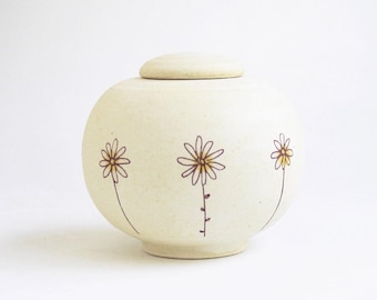 Yellow Daisy Ceramic Urn – Baby or Pet Memorial Keepsake