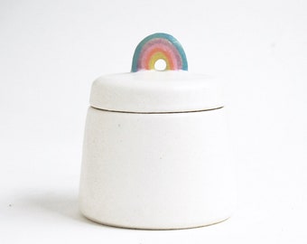 Little Rainbow Urn - 8 oz - baby urn, urn with rainbow, white baby urn, urn for child, rainbow pet urn, infant urn
