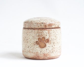 XS Dog Urn - tawny - small dog urn, tan dog urn, urn with paw print, paw urn, handmade dog urn, red deer dog, apricot