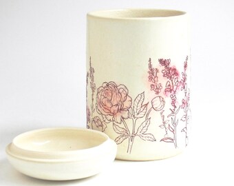 Small Garden Urn - snapdragons & peonies