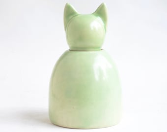 Large Green Cat Urn - urn for cat, green eyed cat urn, modern cat urn, stylish cat urn