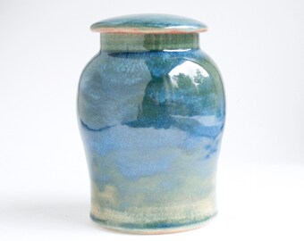 Small Classic Urn - 6"h - 35 lbs - Mediterranean Blue - cremation urn, small urn, ceramic urn, urn for child, urn for cremation