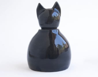 Gloss BlackCat Urn - black cat, cat urn, kitty urn, handmade cat urn